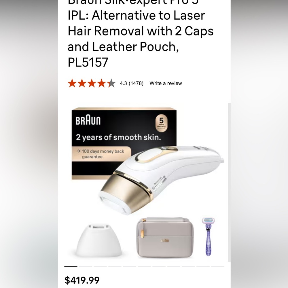 Braun Silk-expert Pro 5 IPL Hair Removal Device in White & Gold